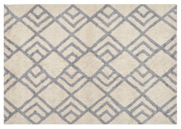 Bawełniany dywan styl tradycyjny 160 x 230 cm geometryczny wzór beżowo-szary Nevsehir Beliani