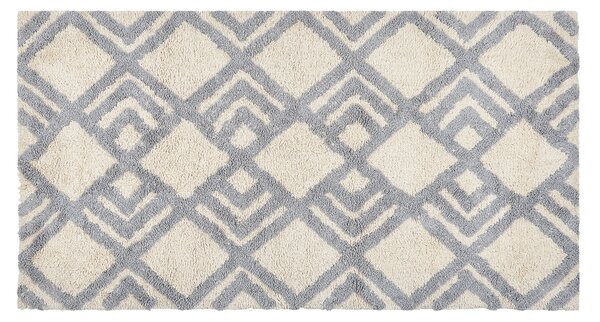 Bawełniany dywan styl tradycyjny 80 x 150 cm geometryczny wzór beżowo-szary Nevsehir Beliani