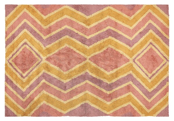 Bawełniany dywan styl nowoczesny 140 x 200 cm geometryczny wzór wielokolorowy Canakkale Beliani