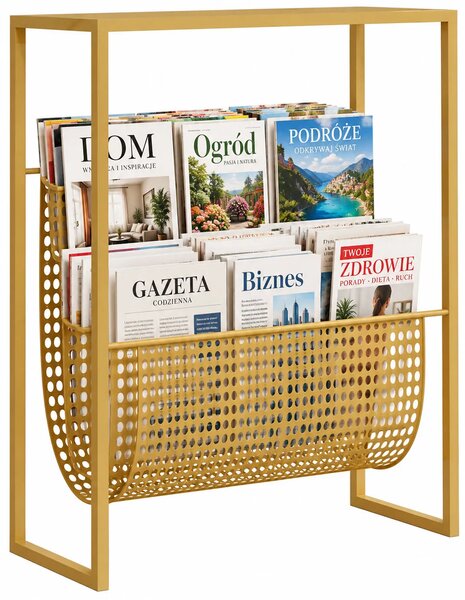 Złoty stalowy stojak na gazety N7-W46