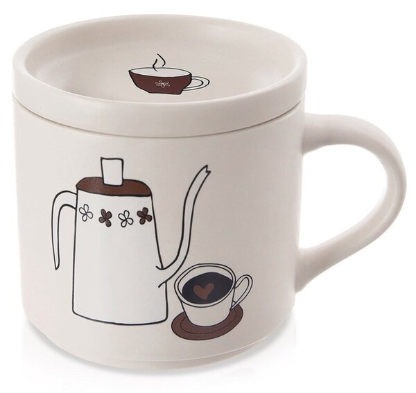 Kubek z pokrywką porcelanowy 420 ml