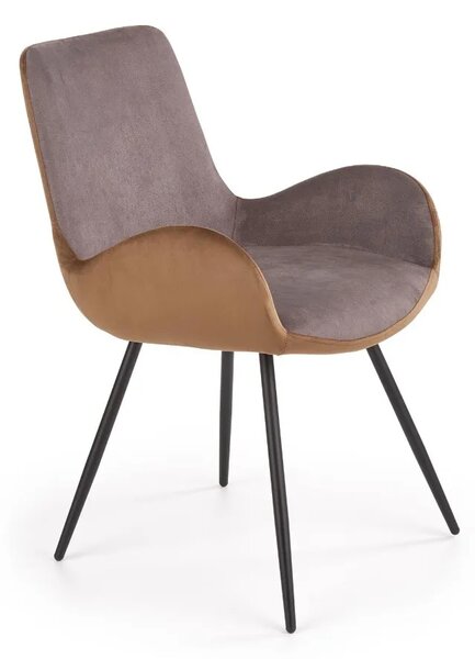 Krzeso tapicerowane K392 VELVET ciemno szare/brzowe