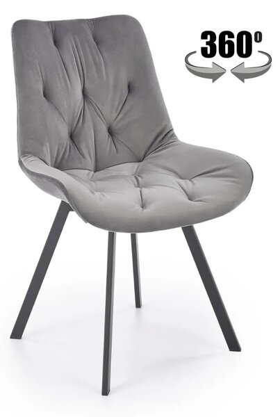 Krzeso tapicerowane K519 VELVET szare obracane