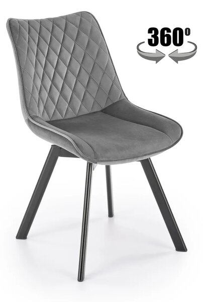 Krzeso tapicerowane K520 VELVET szare obracane