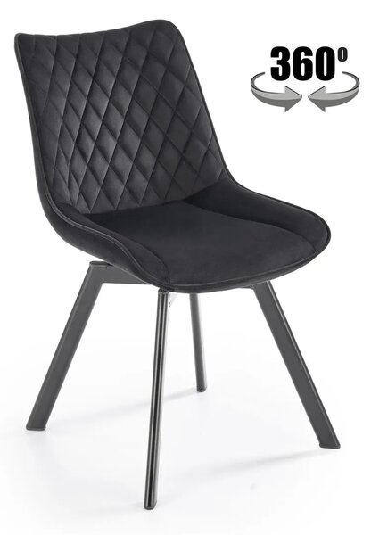 Krzeso tapicerowane K520 VELVET czarne obracane
