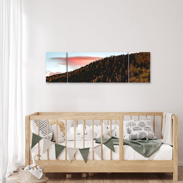 Obraz rudzików nad wzgórzem (170x50 cm)