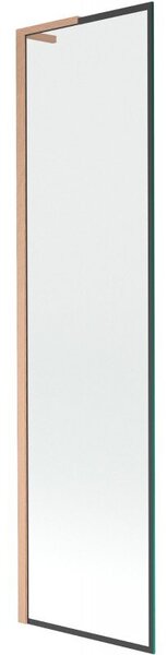 Mexen Next L parawan nawannowy 1-skrzydłowy 50 x 150 cm, czarna ramka, miedź szczotkowana - 895-050-000-03-70-65