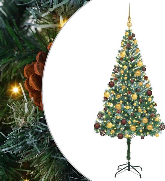 Sztuczna choinka z 300 diodami LED Zielony 180 cm PVC i stal