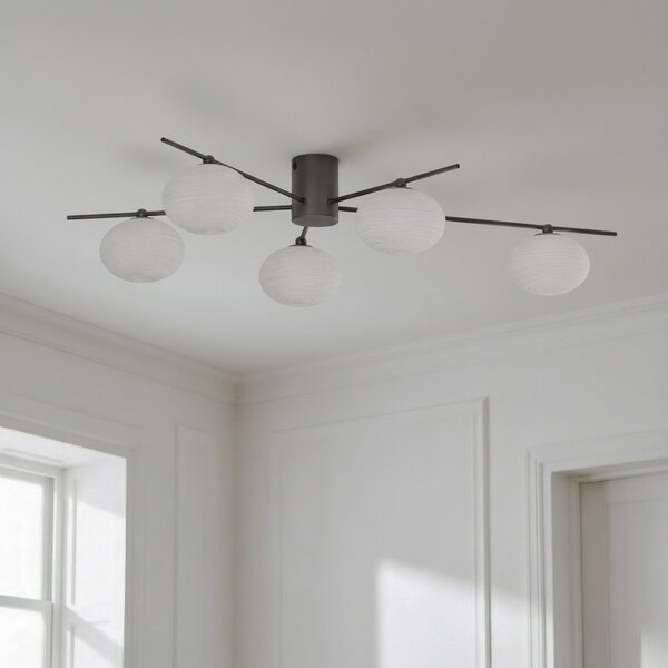 Lampa Sufitowa Lindby, Valisa, ściemnialny, czarny, salon, szkło