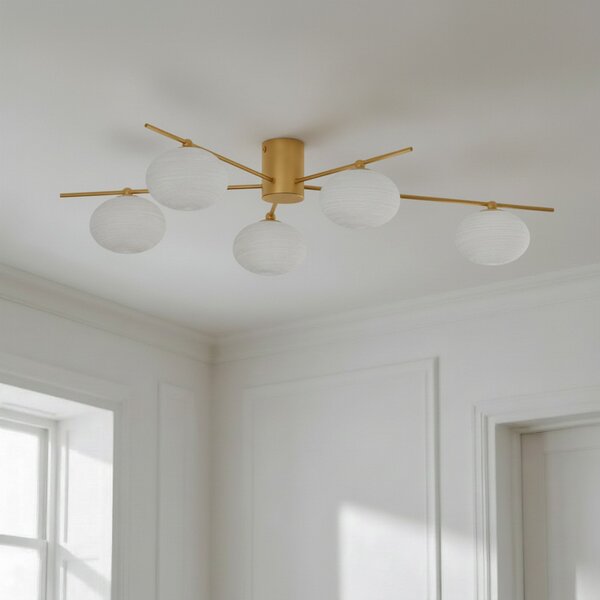 Lampa Sufitowa Lindby, Valisa, ściemnialny, złoty | mosiężny, salon, szkło