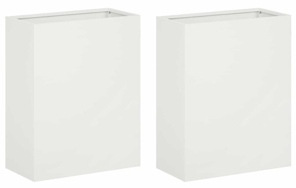 Doniczka ogrodowa 2 szt. Biały 40 x 20 x 40 cm Stal zimnogięta