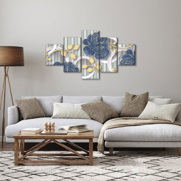 Obraz - róże i koła (125x70 cm)
