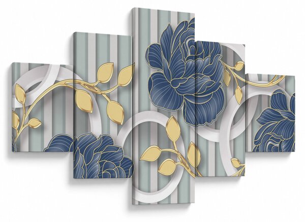 Obraz - róże i koła (125x70 cm)
