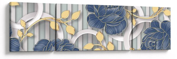 Obraz - róże i koła (170x50 cm)