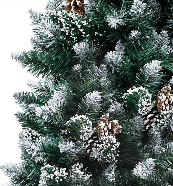 Sztuczna choinka z LED, bombkami i szyszkami, 240 cm