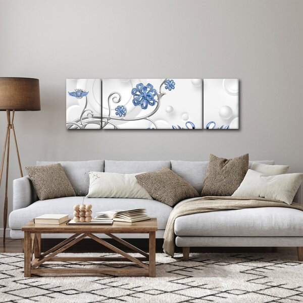 Obraz - Niebieskie łabędzie (170x50 cm)