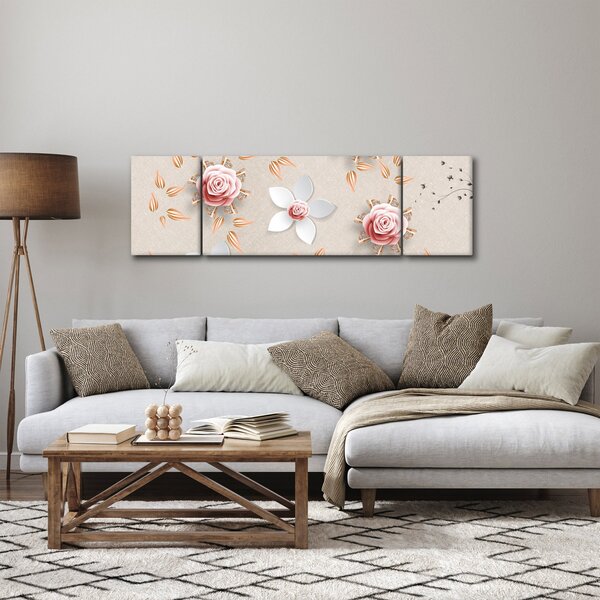 Obraz - Kwiaty róży (170x50 cm)