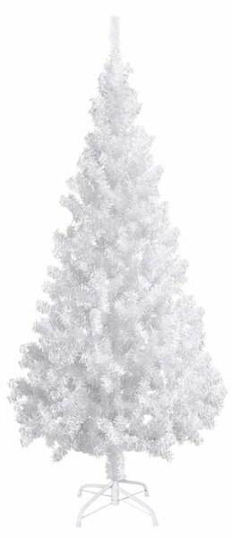Sztuczna choinka z lampkami i bombkami, biała, 180 cm, PVC