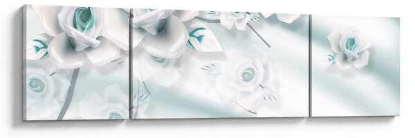 Obraz - Turkusowe kwiaty róży (170x50 cm)