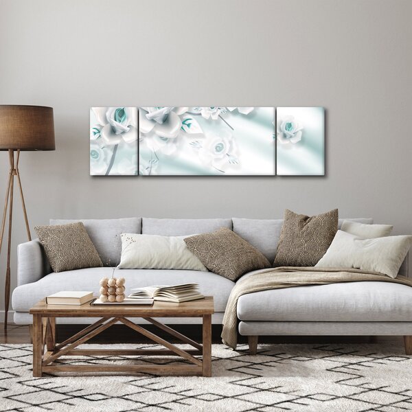 Obraz - Turkusowe kwiaty róży (170x50 cm)