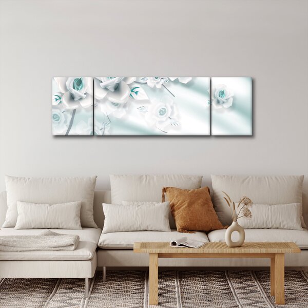 Obraz - Turkusowe kwiaty róży (170x50 cm)