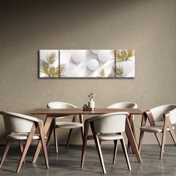 Obraz - 3D koła z kwiatami (170x50 cm)