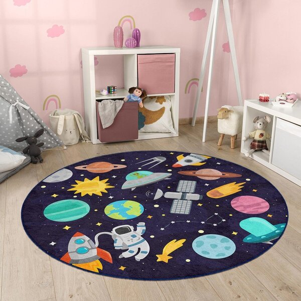 Ciemnoniebieski dziecięcy dywan do zabawy odpowiedni do prania ø150 cm Into The Space – Mila Home