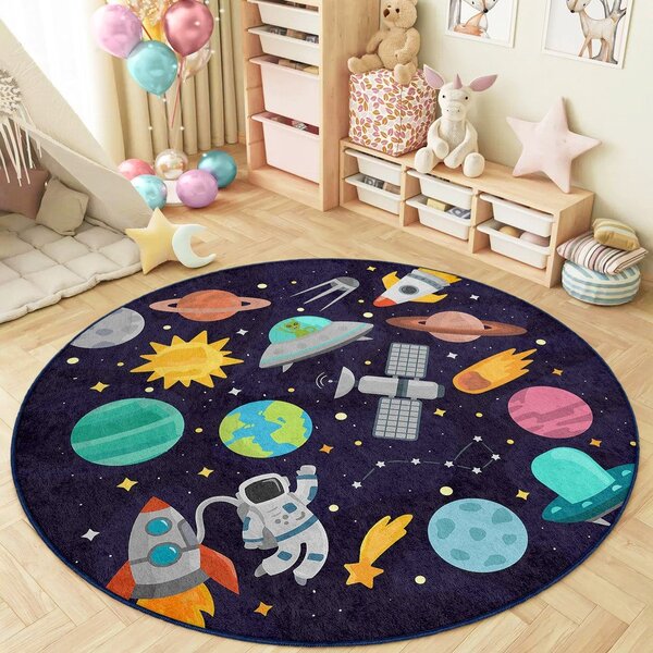 Ciemnoniebieski dziecięcy dywan do zabawy odpowiedni do prania ø150 cm Into The Space – Mila Home