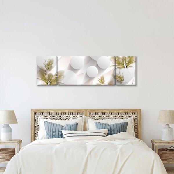 Obraz - 3D koła z kwiatami (170x50 cm)