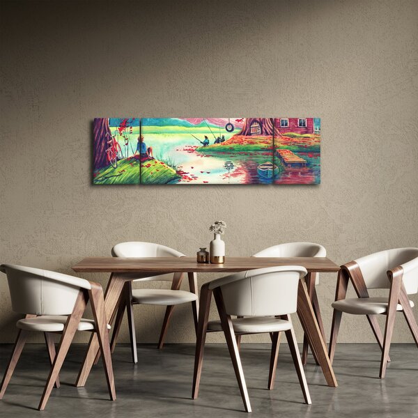 Obraz - Akwarela, Bay in a mountain village (170x50 cm)