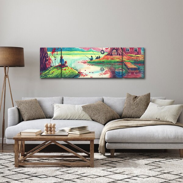 Obraz - Akwarela, Bay in a mountain village (170x50 cm)