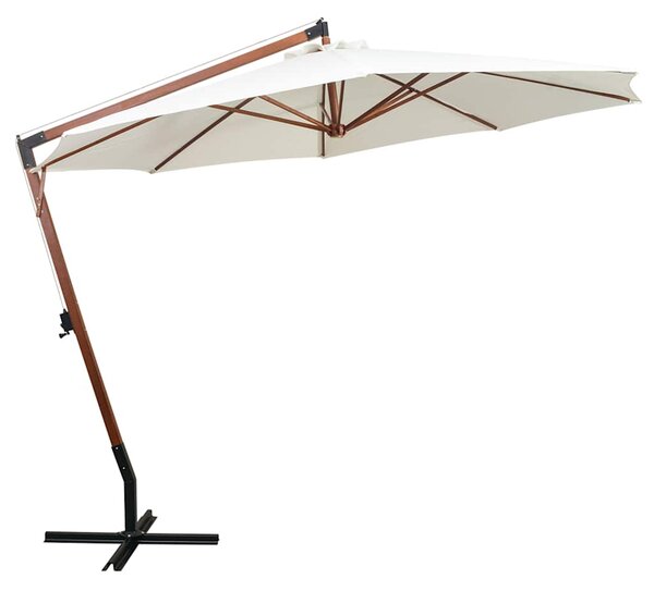 Parasol ogrodowy wiszący, 350 cm, drewniany, biały