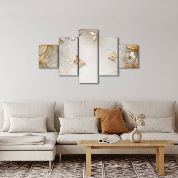 Obraz - Kwiaty z muszką (125x70 cm)