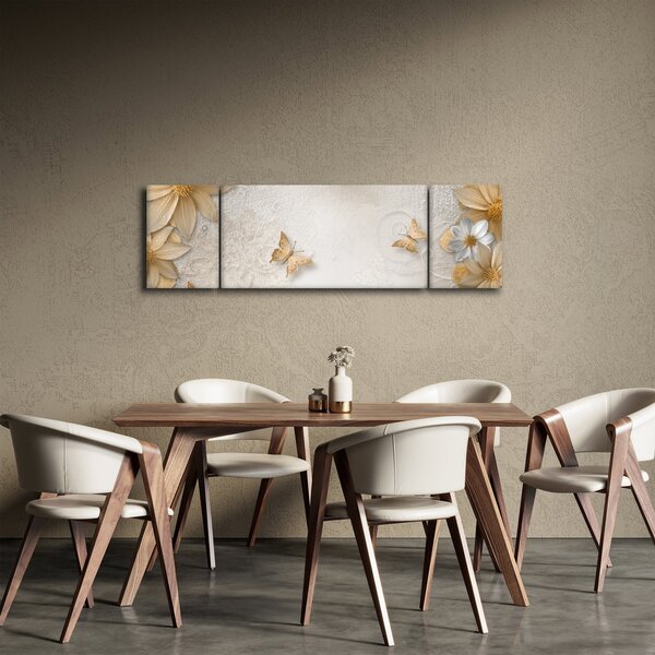 Obraz - Kwiaty z muszką (170x50 cm)