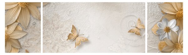 Obraz - Kwiaty z muszką (170x50 cm)