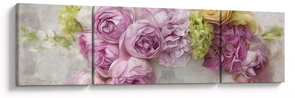 Obraz - Kwiaty na ścianie w pastelowych kolorach (170x50 cm)