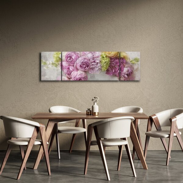 Obraz - Kwiaty na ścianie w pastelowych kolorach (170x50 cm)