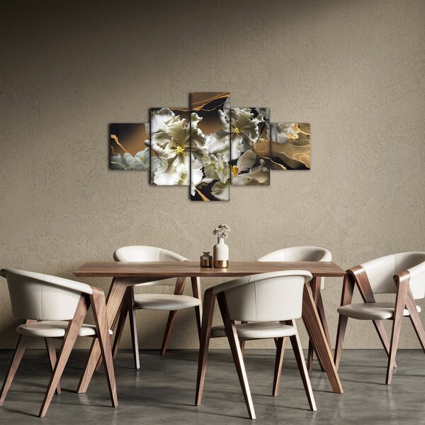 Obraz - Orchidea kwiaty na marmurowym tle (125x70 cm)