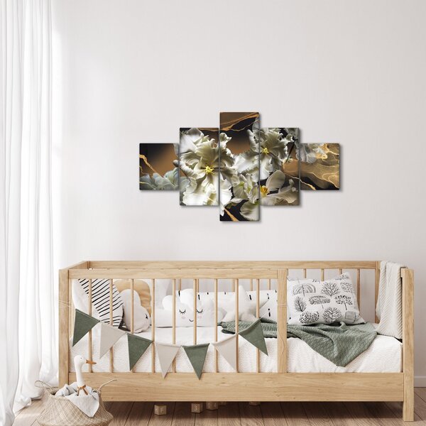 Obraz - Orchidea kwiaty na marmurowym tle (125x70 cm)