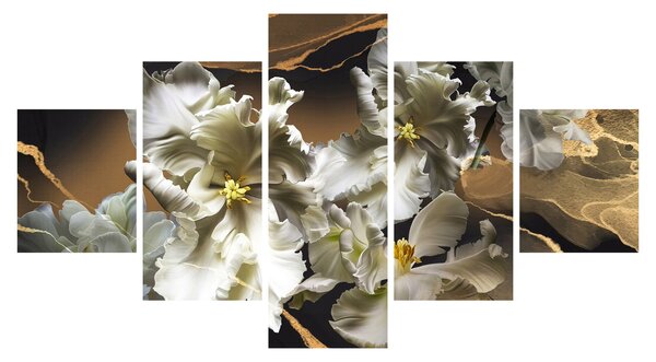 Obraz - Orchidea kwiaty na marmurowym tle (125x70 cm)