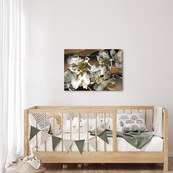 Obraz - Orchidea kwiaty na marmurowym tle (70x50 cm)
