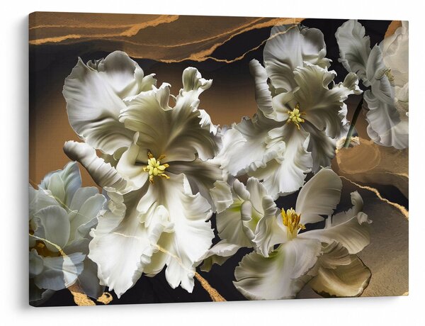 Obraz - Orchidea kwiaty na marmurowym tle (70x50 cm)