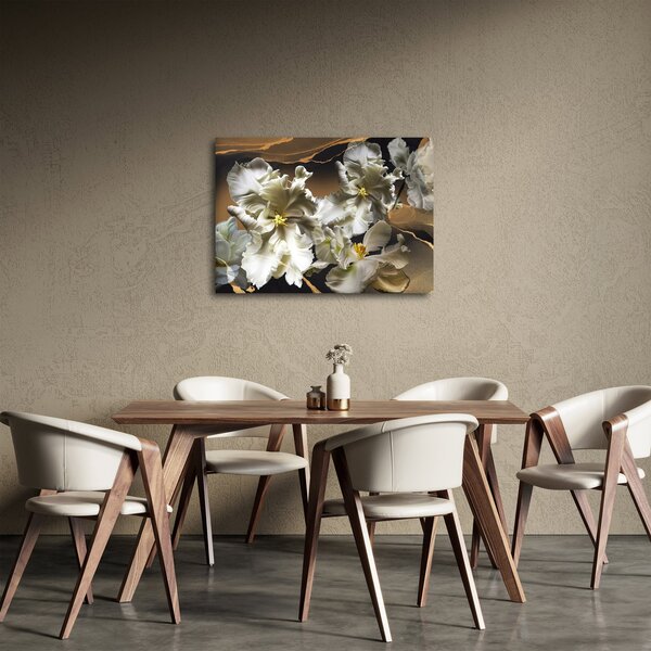 Obraz - Orchidea kwiaty na marmurowym tle (70x50 cm)