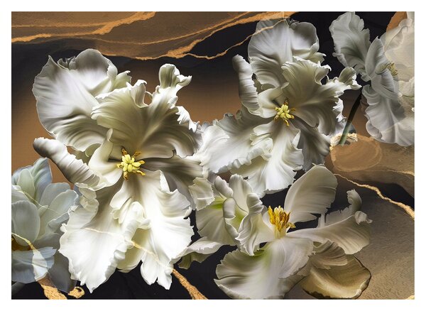 Obraz - Orchidea kwiaty na marmurowym tle (70x50 cm)