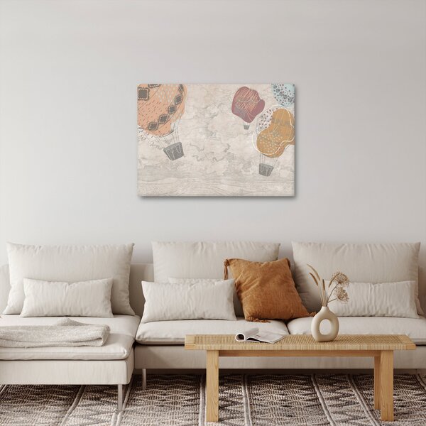 Obraz - Balony nad miastem, ciepłe odcienie (70x50 cm)