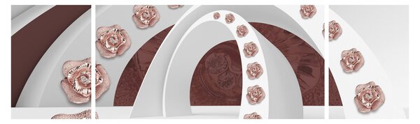 Obraz - Chmury 3D z kwiatami (170x50 cm)