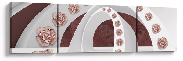Obraz - Chmury 3D z kwiatami (170x50 cm)