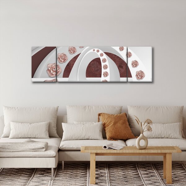 Obraz - Chmury 3D z kwiatami (170x50 cm)