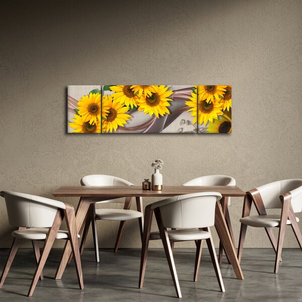Obraz - Świecące kwiaty słonecznika (170x50 cm)