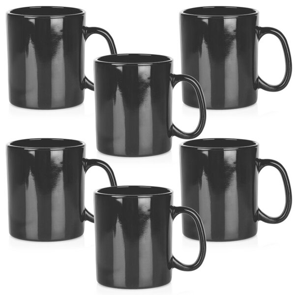 Kubki szklane czarne 300 ml 6 szt